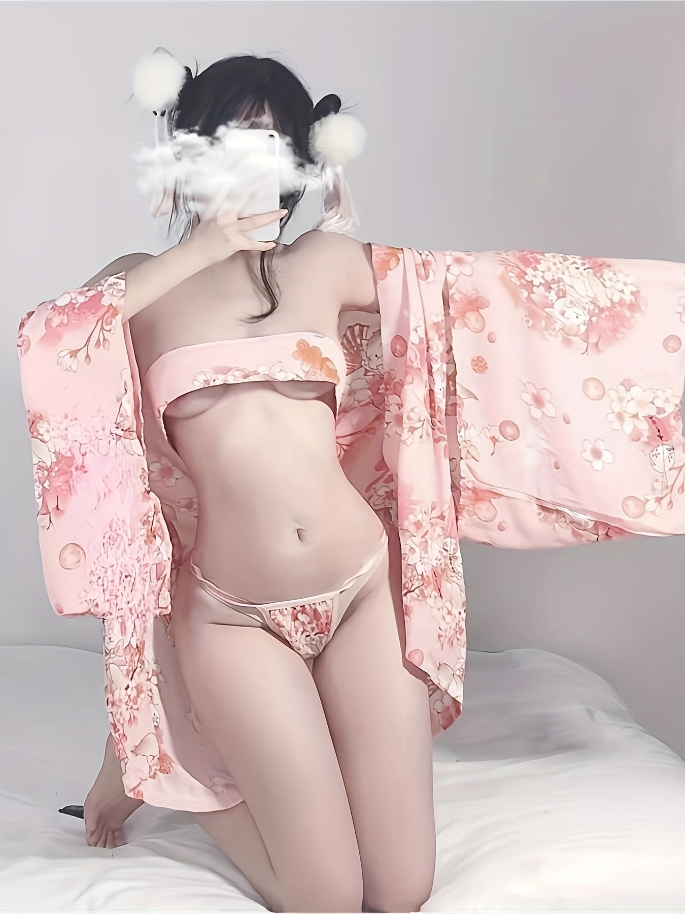 Japanese kimono cute and playful bathrobe set