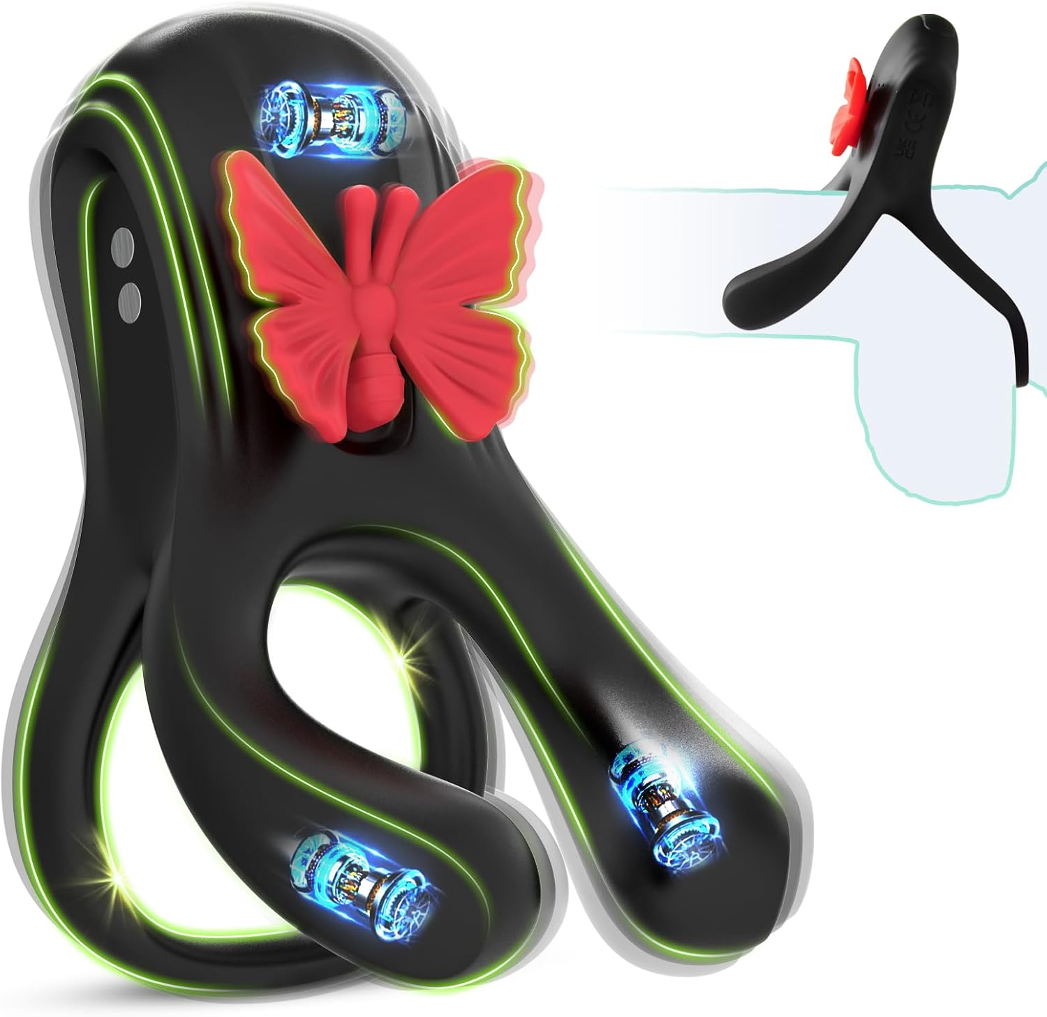 Vibrating Cock Ring Couple Sex Toys - Quzar Newly 3 in 1 Penis Ring Vibrator with Butterfly Clitoral Stimulator, 3 Motors 10 Vibration Modes Adult Sex Toy for Couples Women Men Pleasure