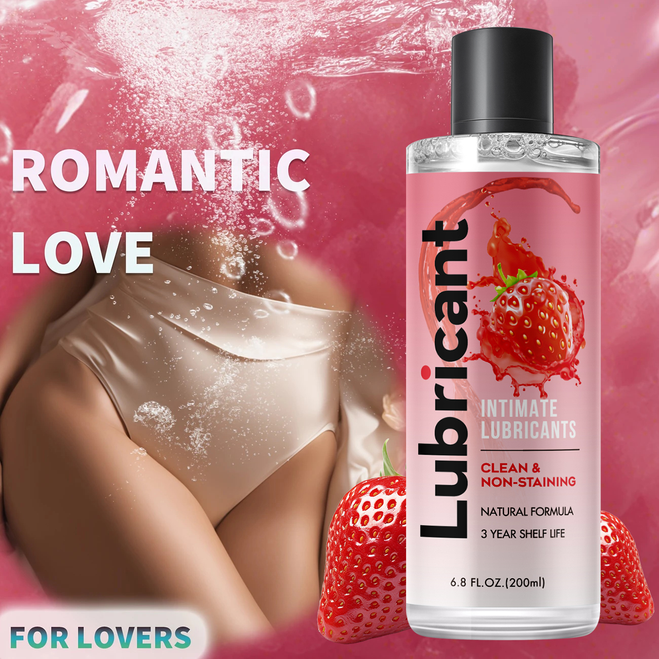 3 bottles of strawberry flavor, foreign trade lubricant female private care lubricant adult products