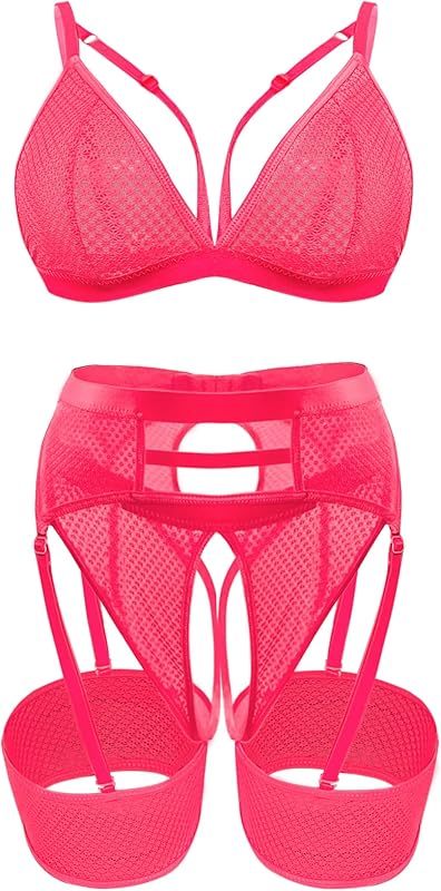 popiv women's sexy lingerie set hollow bra and panties