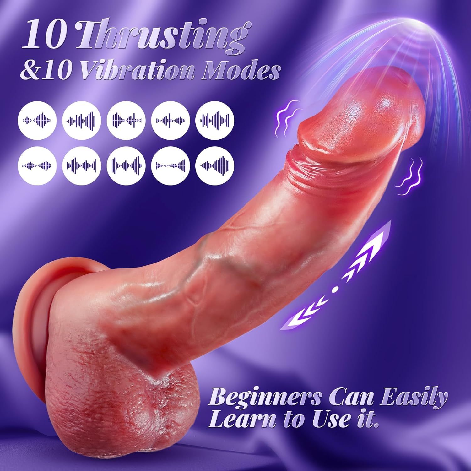 Sex Toy Thrusting Dildo Vibrator,Suction Cup Dildo Penis with 10 Thrusting & 3 Vibrating Modes for G Spot Vagina Anal Sex Stimulation,Soft Silicone Dildos Adult Sex Toys for Women and Couple