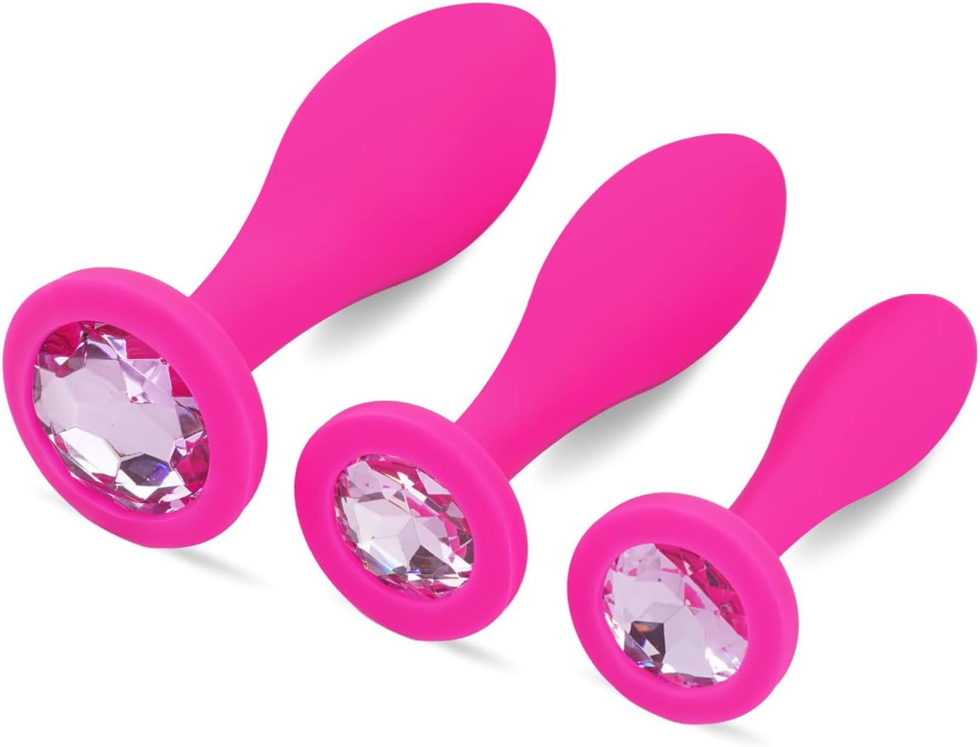 3 Pieces Gem Butt Plugs Toys for Men and Couples (Pink)