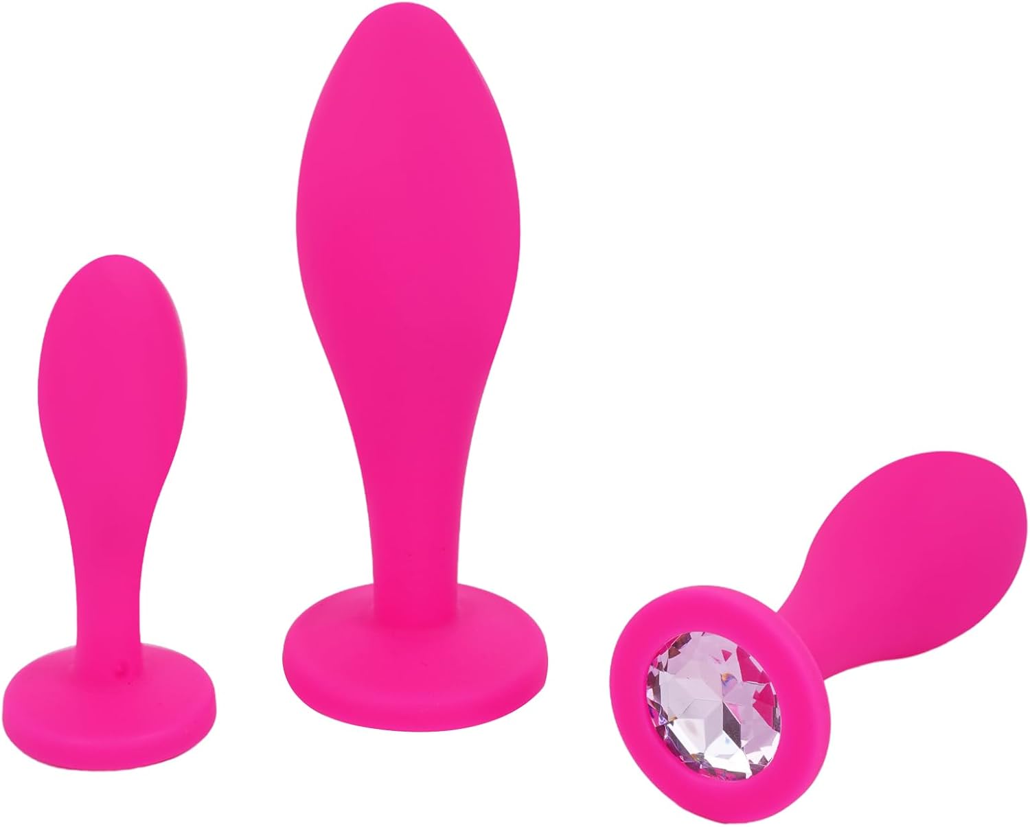 3 Pieces Gem Butt Plugs Toys for Men and Couples (Pink)
