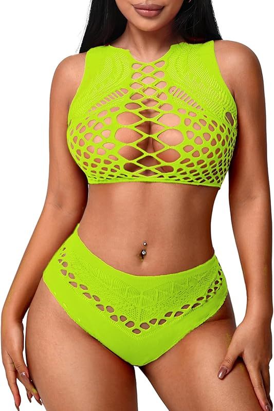 Fishnet for women sexy two piece stripper costume