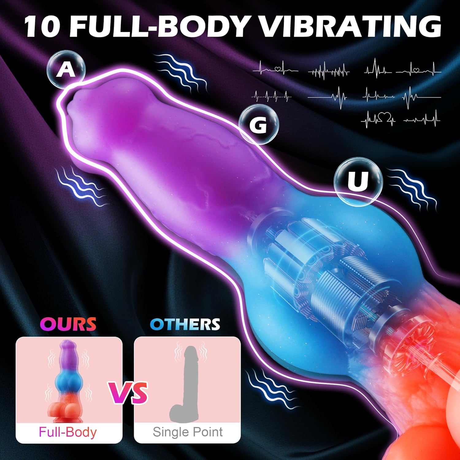 Vibrating Monster Fantasy Squirting Dildo 9.53 Inch 3-in-1