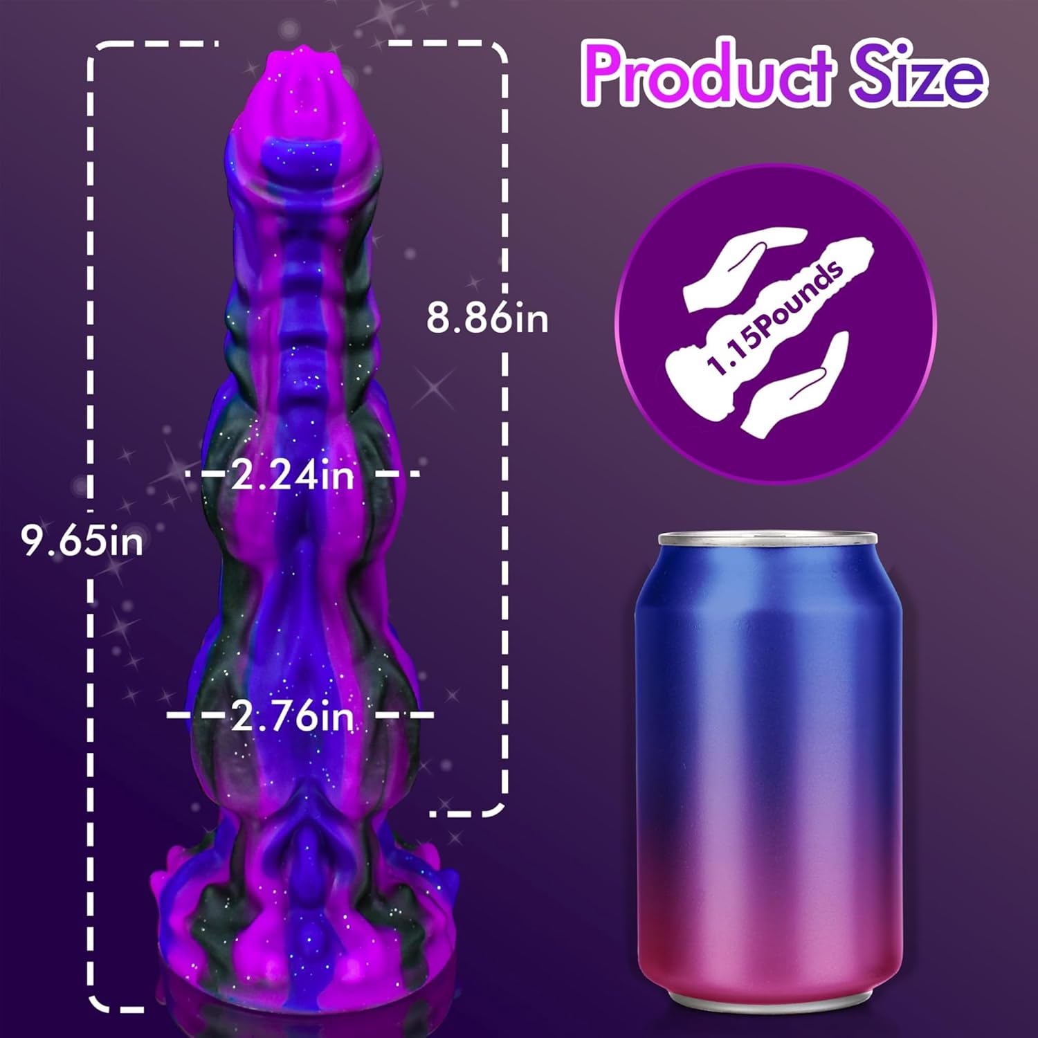9.6 Inch Unicorn Dildo with 2 Large Knots