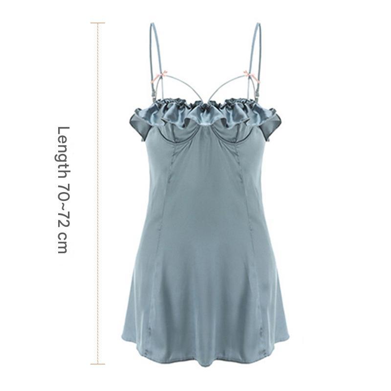 Sexy light luxury home clothes for women in summer new ice ribbon steel ring nightdress high-grade pure desire suspender pajamas