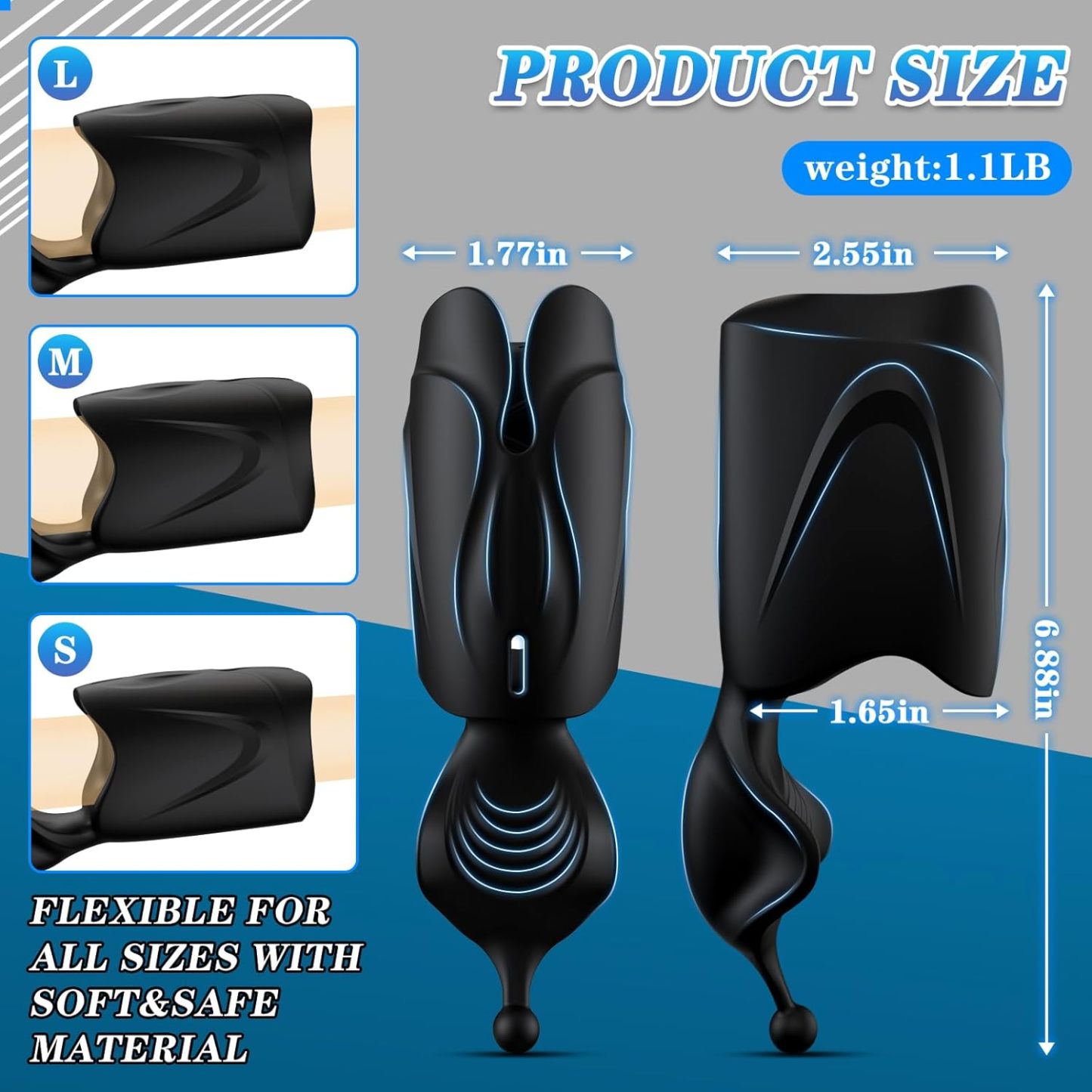 Multipurpose male masturbator with 10 vibrations, rechargeable for male sex toys