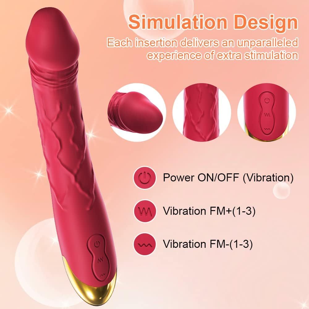 7.6 Inch Realistic Dildo Vibrator for Women,10 Powerful Vibration Modes for Clitoral and G-spot Stimulation, Waterproof Rose Adult Sex Toys for Women and Couples