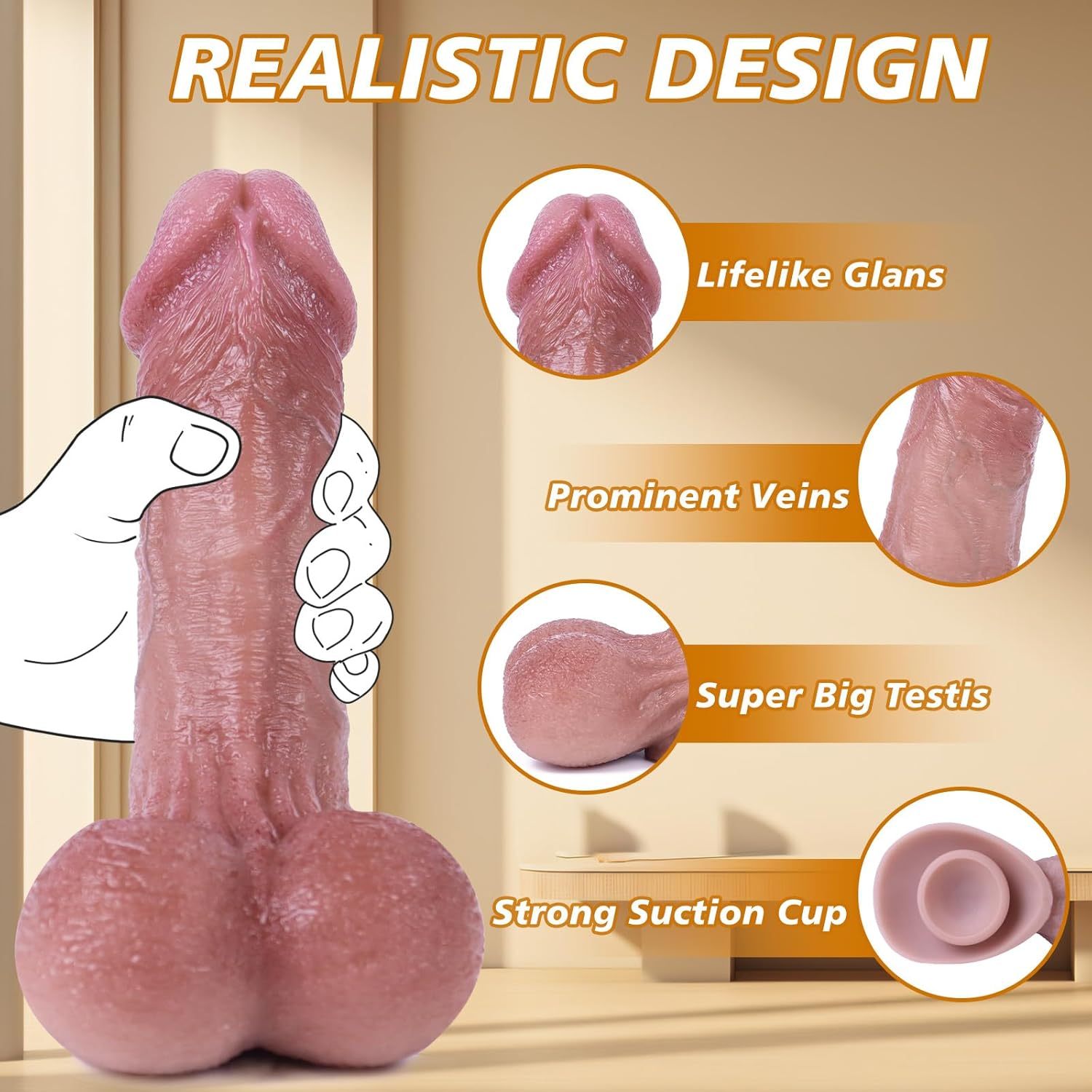 7.87 Inch Huge Fat Dildo with Powerful Suction Cup, TAJIAWEY Realistic Giant Silicone Dildo for Anal and G-Spot Stimulation, Hands-Free Adult Sex Toy