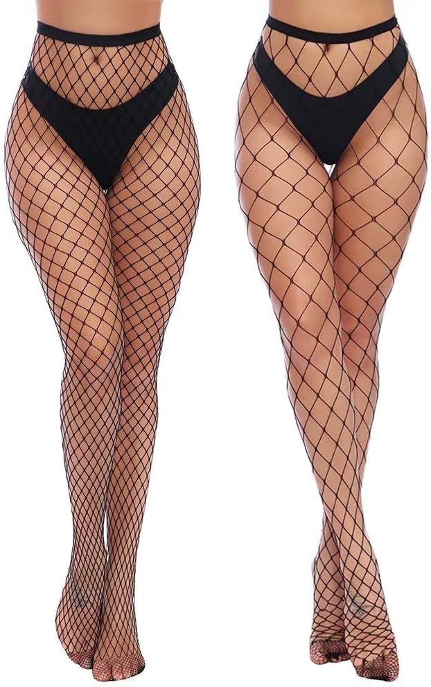 Charmnight Women's High-Waisted Leggings and Fishnet Stockings