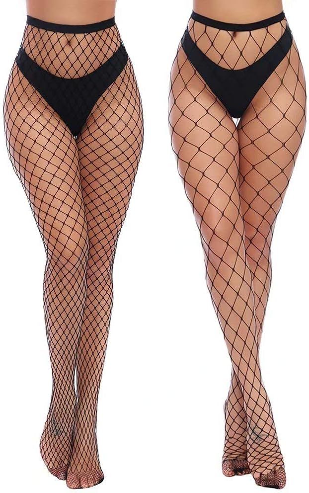Charmnight Women's High-Waisted Leggings and Fishnet Stockings