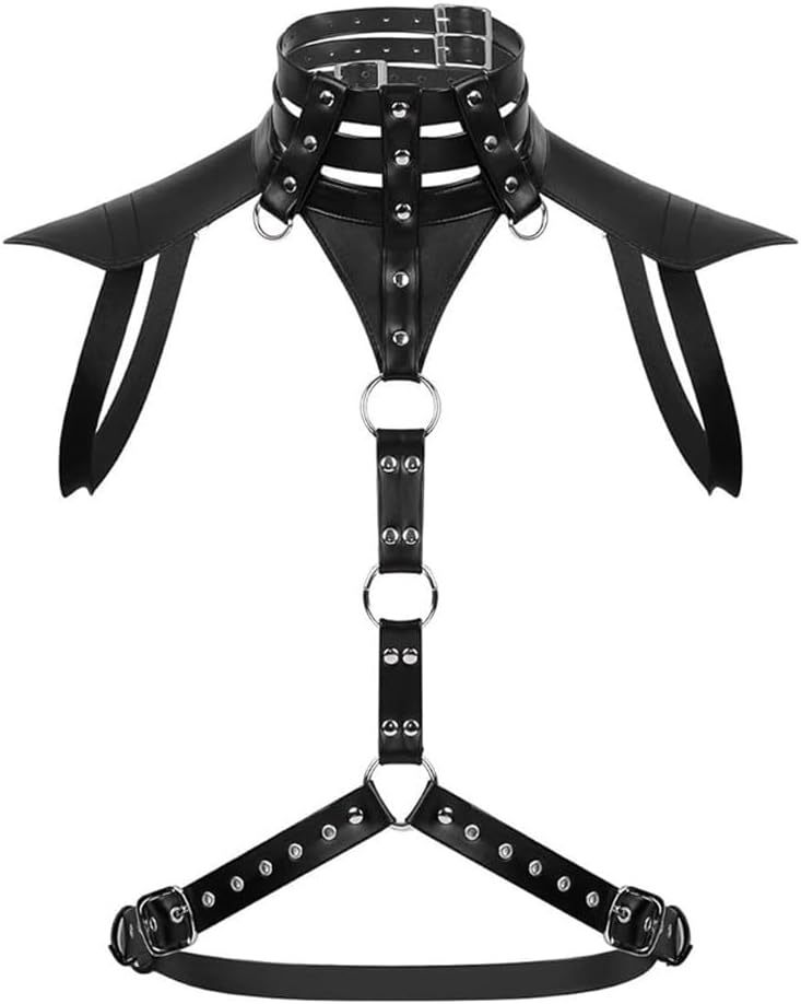 Chest Harness for Men Adjustable Gothic Punk Bondage Strap Belt with Rivets, Fetish & BDSM SM Gear, Cosplay Costume, Clubwear for Nightclub, Bar, Masquerade Party (Gay & Male)