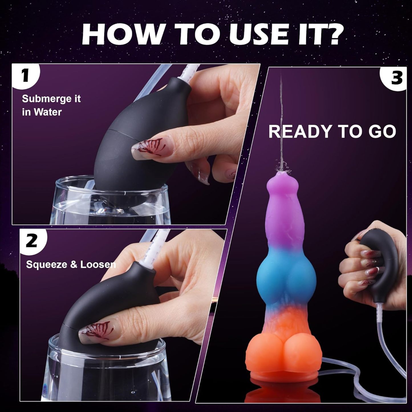 Vibrating Monster Fantasy Squirting Dildo 9.53 Inch 3-in-1