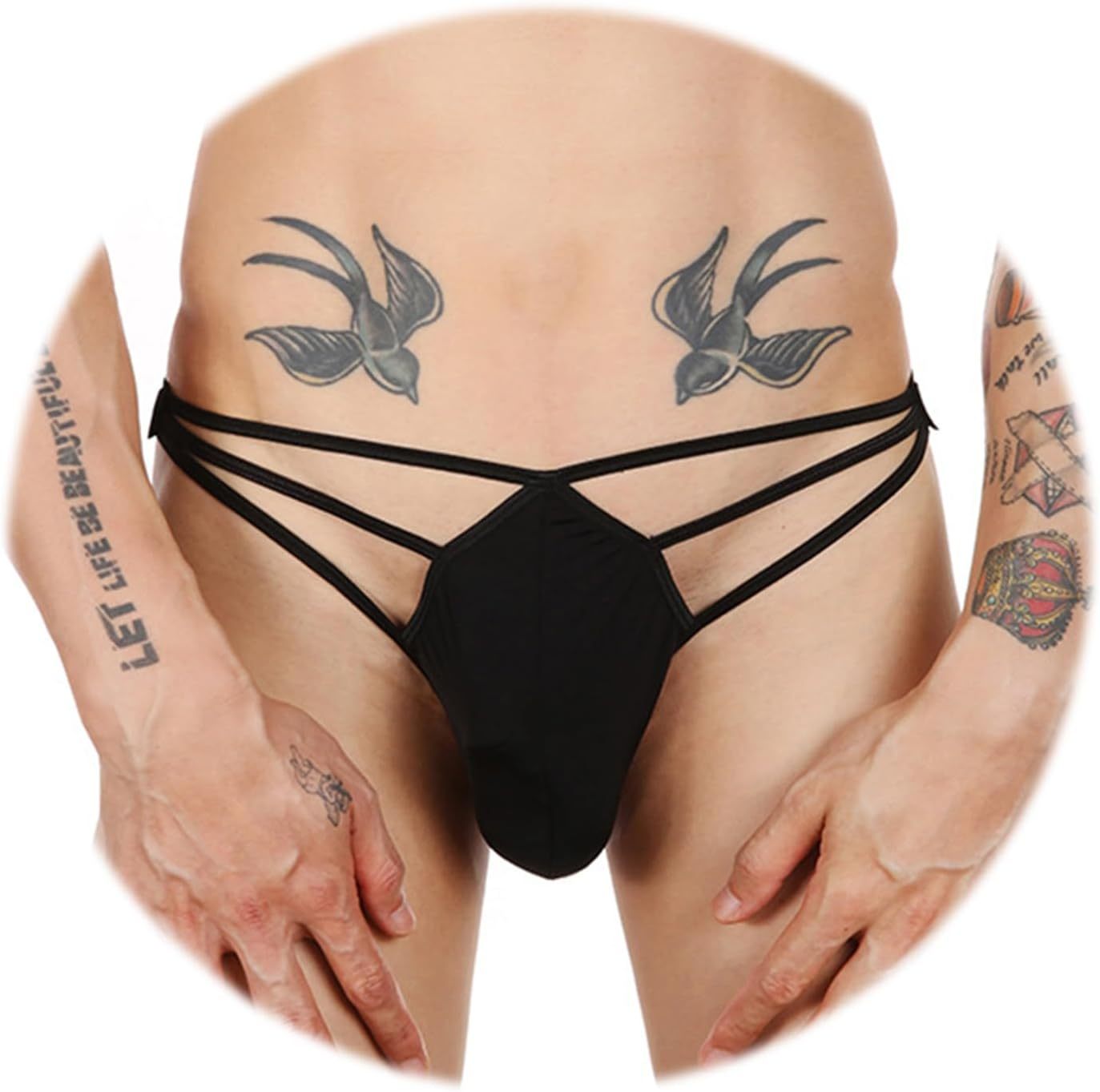 AOWAWO Men's Sexy Ice Silk Thong