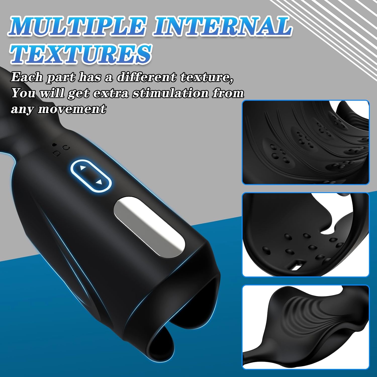 Multipurpose male masturbator with 10 vibrations, rechargeable for male sex toys