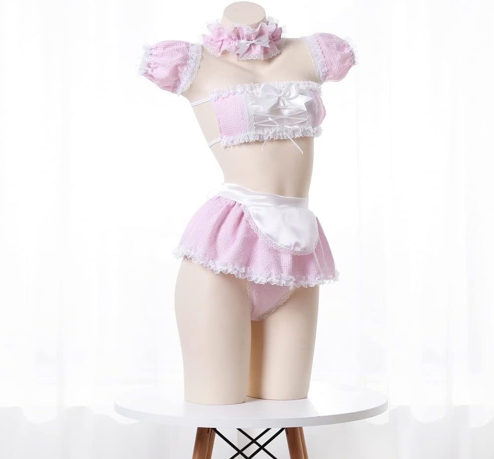 Maid costume sexy anime character bikini bra and mini skirt set