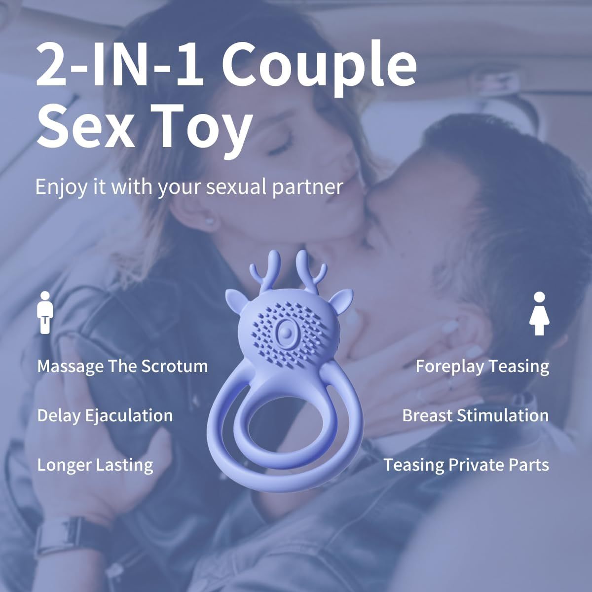 Moose Men's Vibrating Cock Ring Silicone 7 Vibration Modes