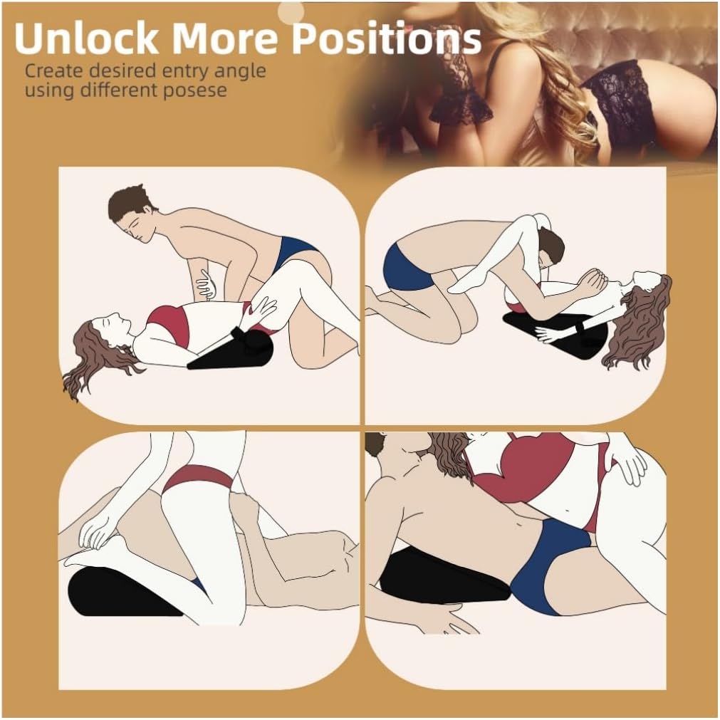 Sex Pillow Foam Sex Furniture Position Pillows with Restraints Handcuffs Set BDSM Bondage Foam Ramp Cushion with Wrist Cuffs Multifunctional Sex Toys Pillows for Couples