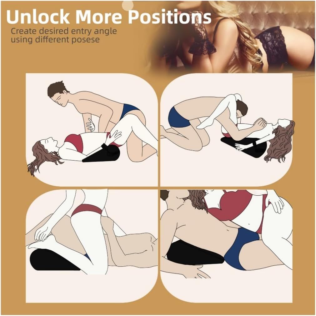 Sex Pillow Foam Sex Furniture Position Pillows with Restraints Handcuffs Set BDSM Bondage Foam Ramp Cushion with Wrist Cuffs Multifunctional Sex Toys Pillows for Couples