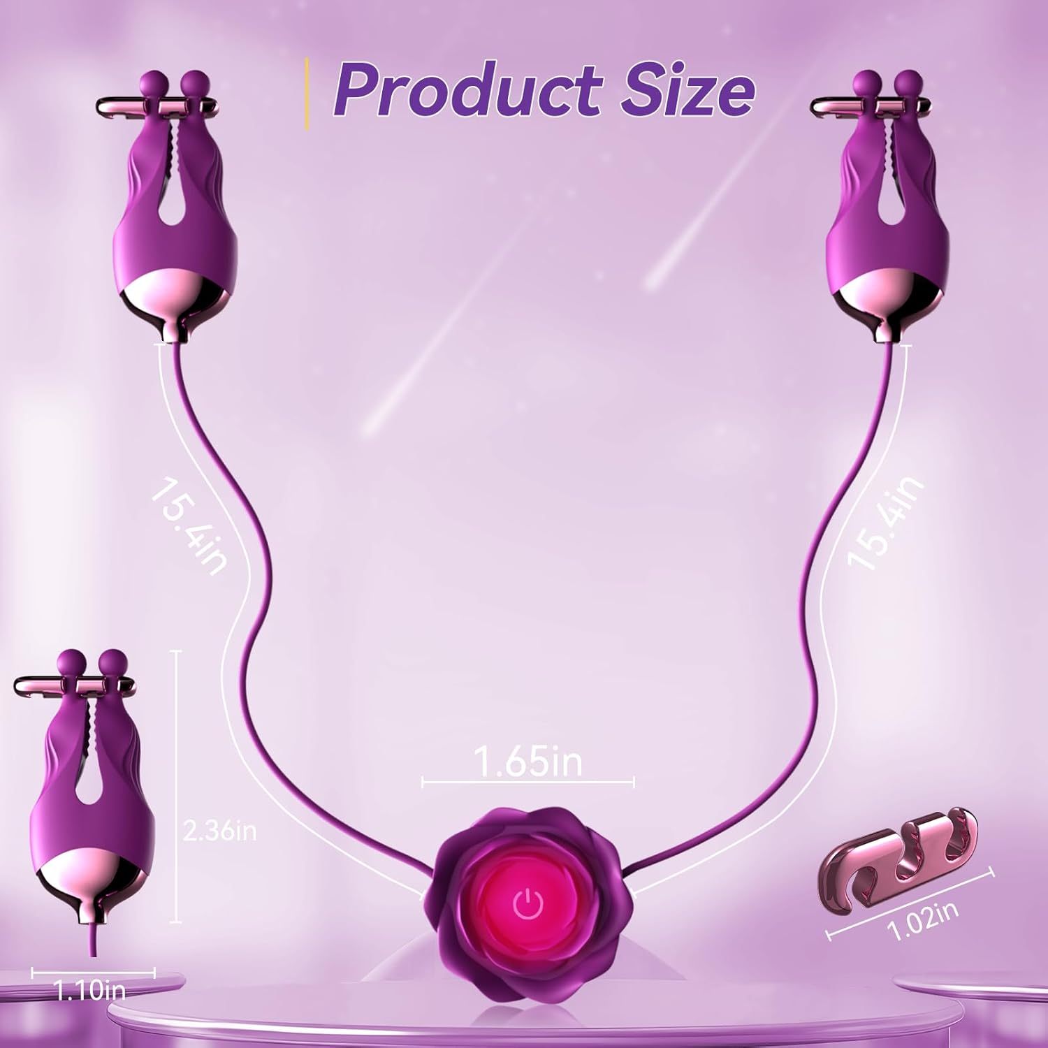 Nipple Toys Rose Sex Toy, Nipple Vibrator with 10 Vibration Modes Adjustable Rechargeable Vibrating Nipple Clamps Adult Toys for Couples or Women BDSM Sex Pleasure