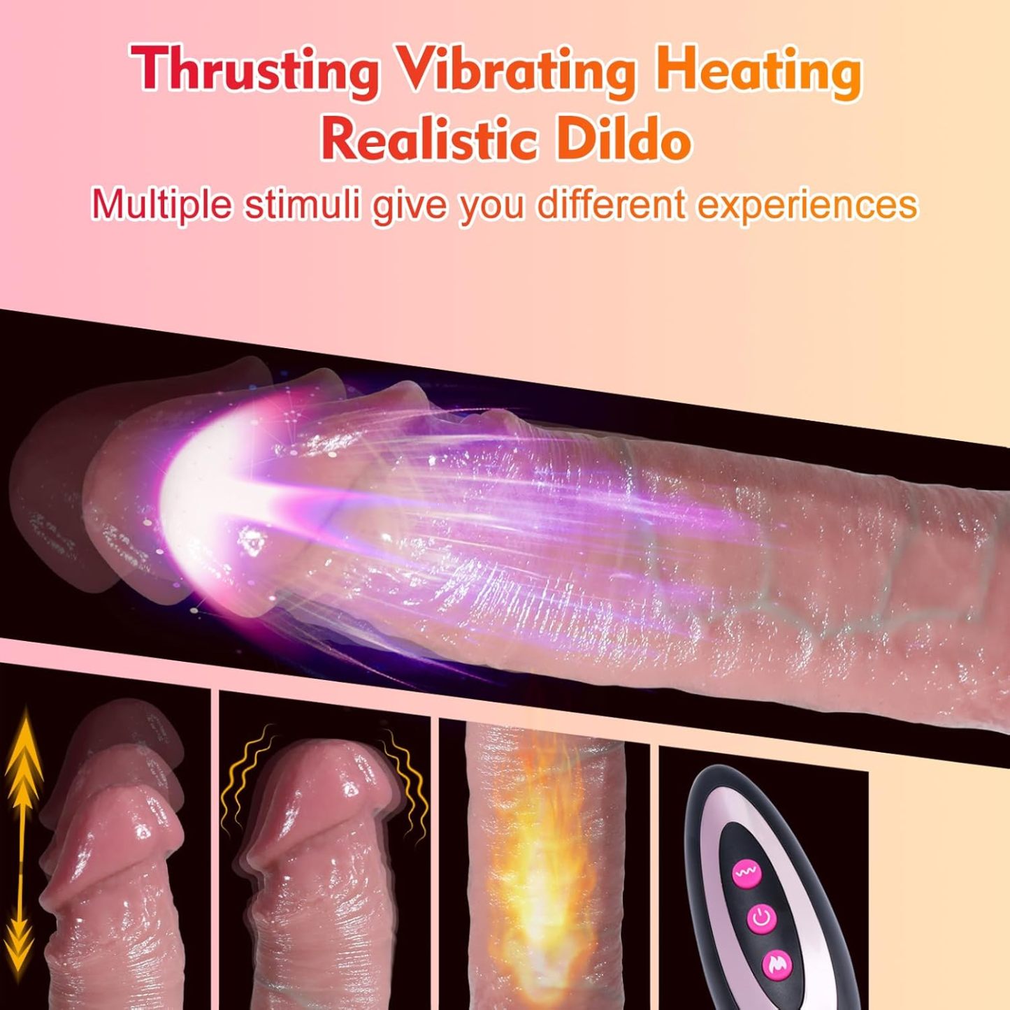 Thrusting Dildo Vibrator Sex Toys - Adult Toys Suction Cup Silicone Dildo Penis Vibrator with 7 Thrusting & 7 Vibrating Heating Modes, Women Couples Female Sex Toys for G-Spot Anal Vagina Stimulation
