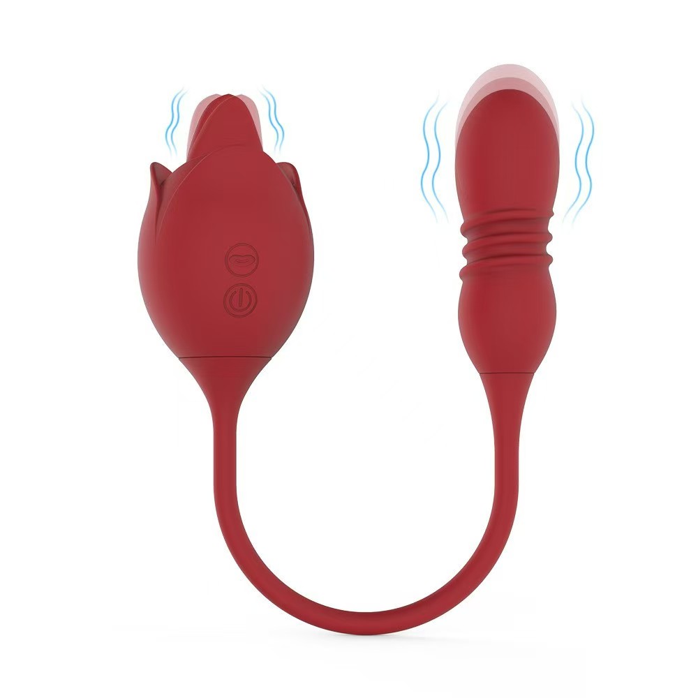 Rose double-headed tongue licking swinging vibration retractable jumping egg female masturbation vibrator sex toys