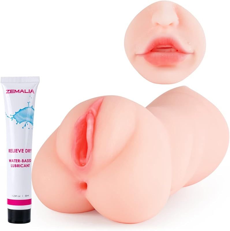 ZEMALIA 3 in 1 Male Masturbator Adult Sex Toys, 3D Textured with Sexy Mouth Realistic Vagina Tight Anus, Mens Stroker Sex Doll for Man Masturbation
