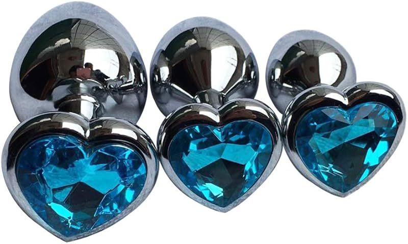 3-piece luxury metal anal toy gemstone butt plug set