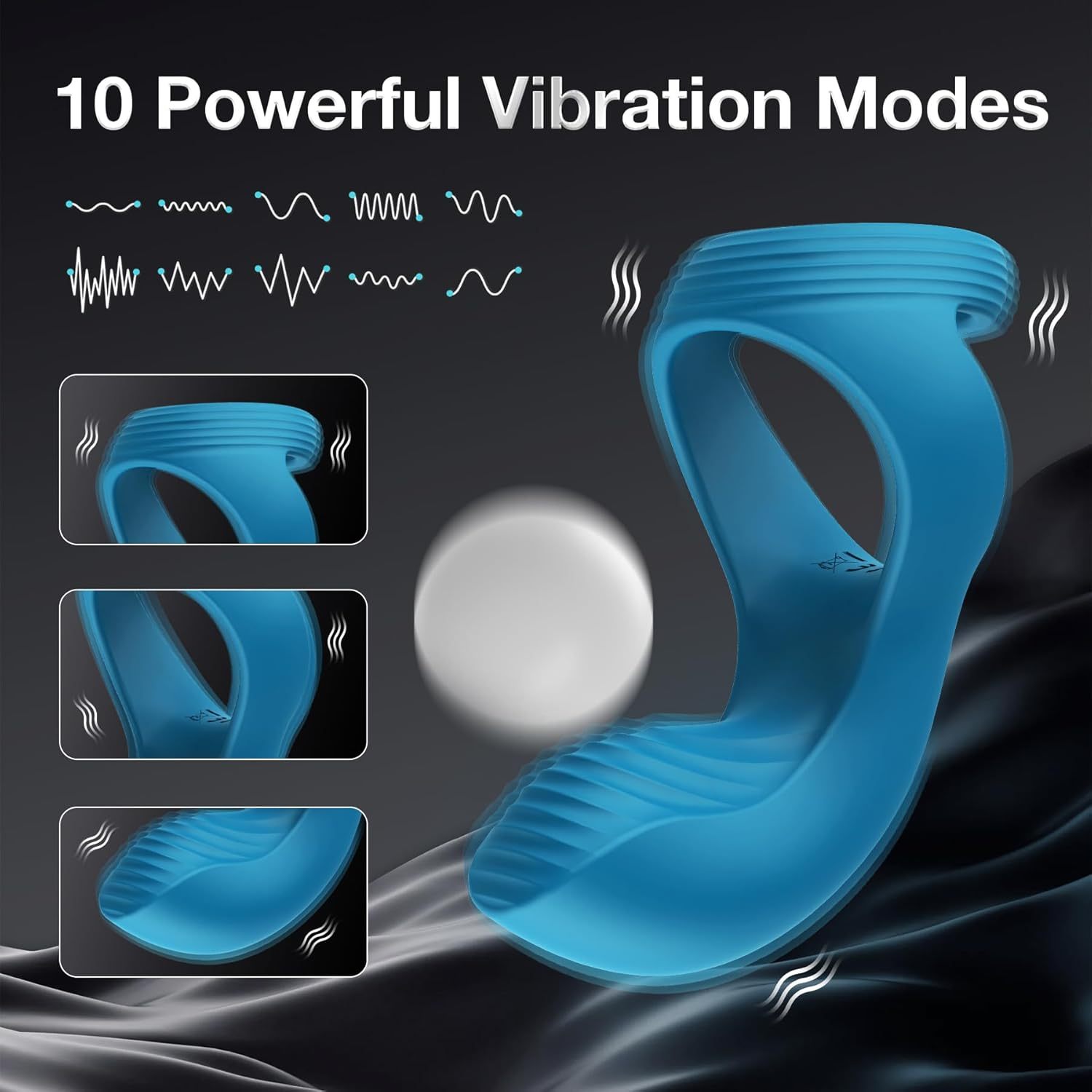 Vibrating Cock Ring Sex Toys - ZEMALIA Rechargeable Penis Ring Vibrator with 10 Vibrations for Men Erection Enhancing and Perineum Stimulator,Adult Toys for Couples Fun Blue