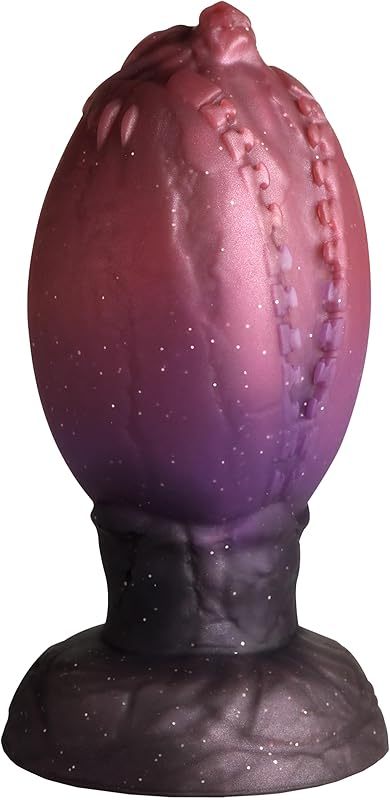 Egg for Men, Women, & Couples.Squishy, Thick and Textured Fantasy Large Egg Plug.Harness Compatible, Wide Base.1 Piece.Purple.