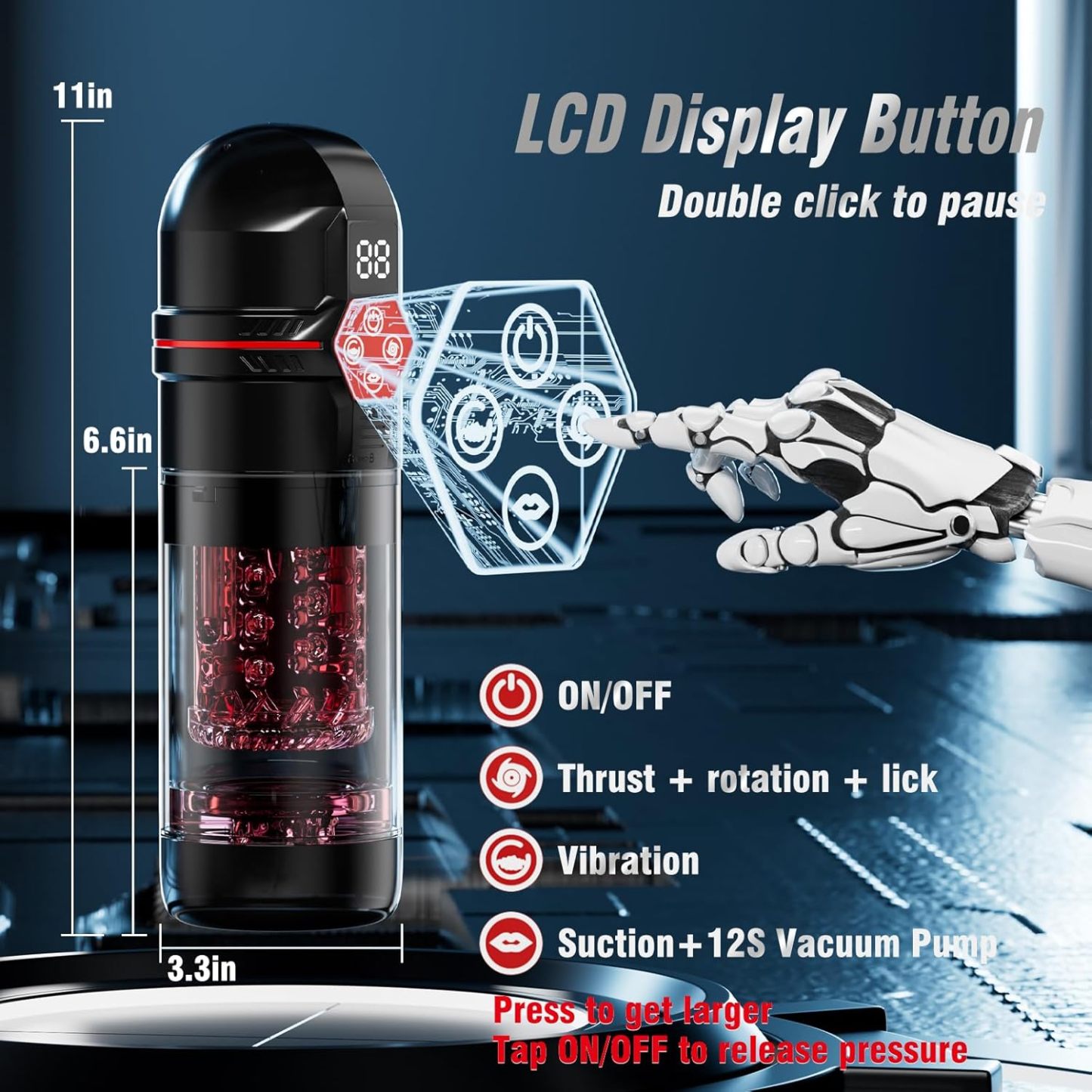 Male Masturbator Penis Pump - Upgraded 12S Vacuum Pump and 7 Thrusts