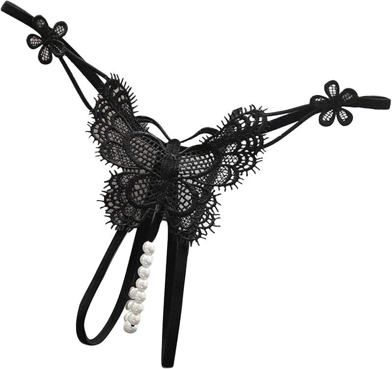 Women Sexy Sheer Mesh Lingerie Thongs for Sex Naughty Play Kawaii Butterfly Lace See Through G-String Panties