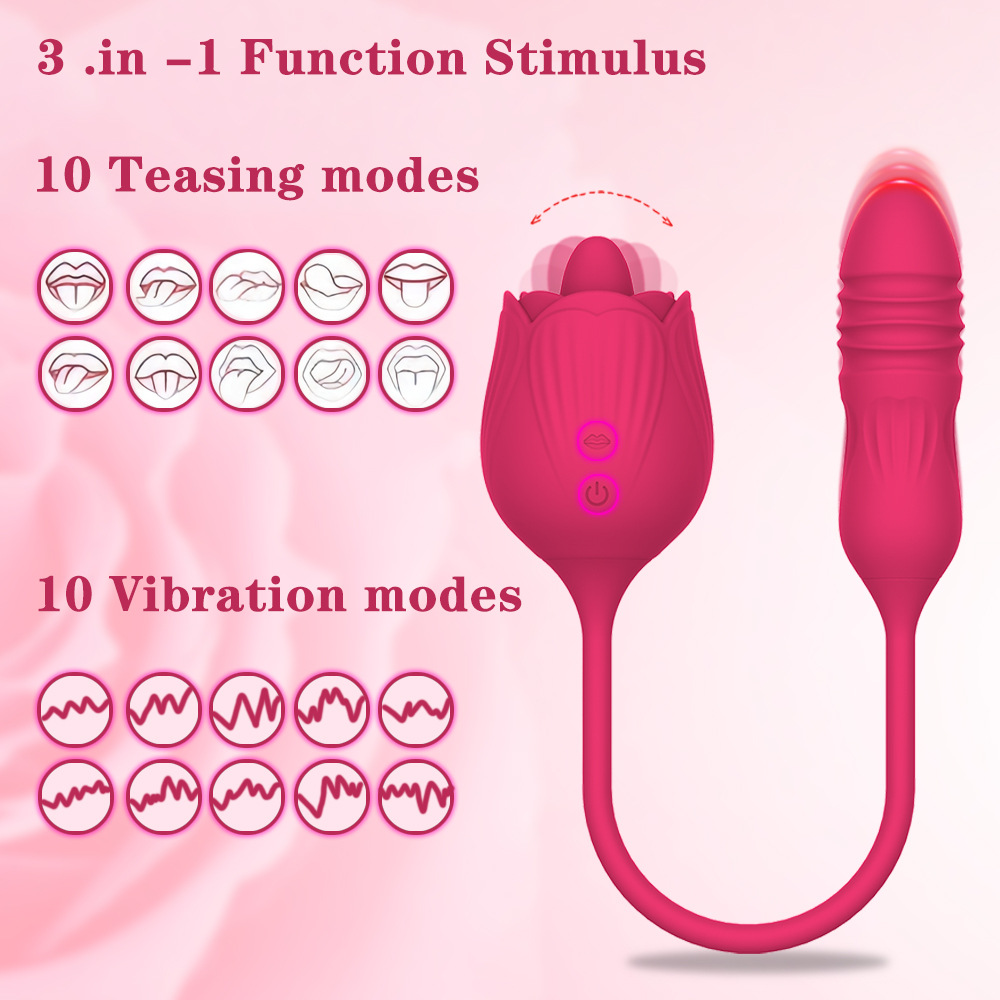 Double-headed tongue licking and sucking rose jumping egg female g-spot orgasm vibration masturbator couples flirting fun sex products