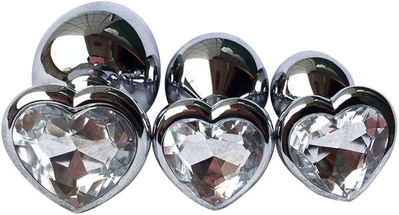 3-piece luxury metal anal toy gemstone butt plug set