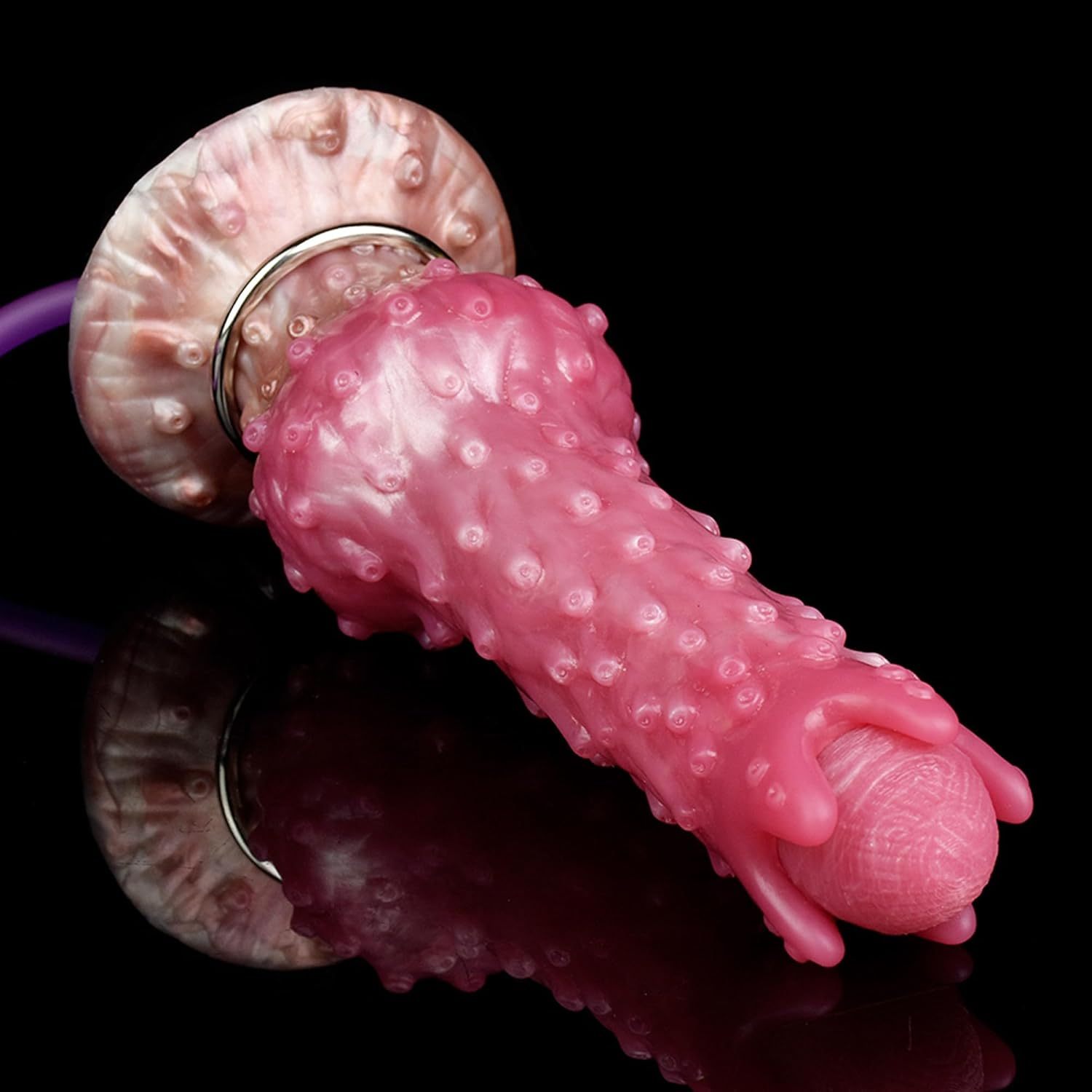 9 Inch Knotted Pink Silicone Dildo Inflatable Air Pump for Women Men Anal Play