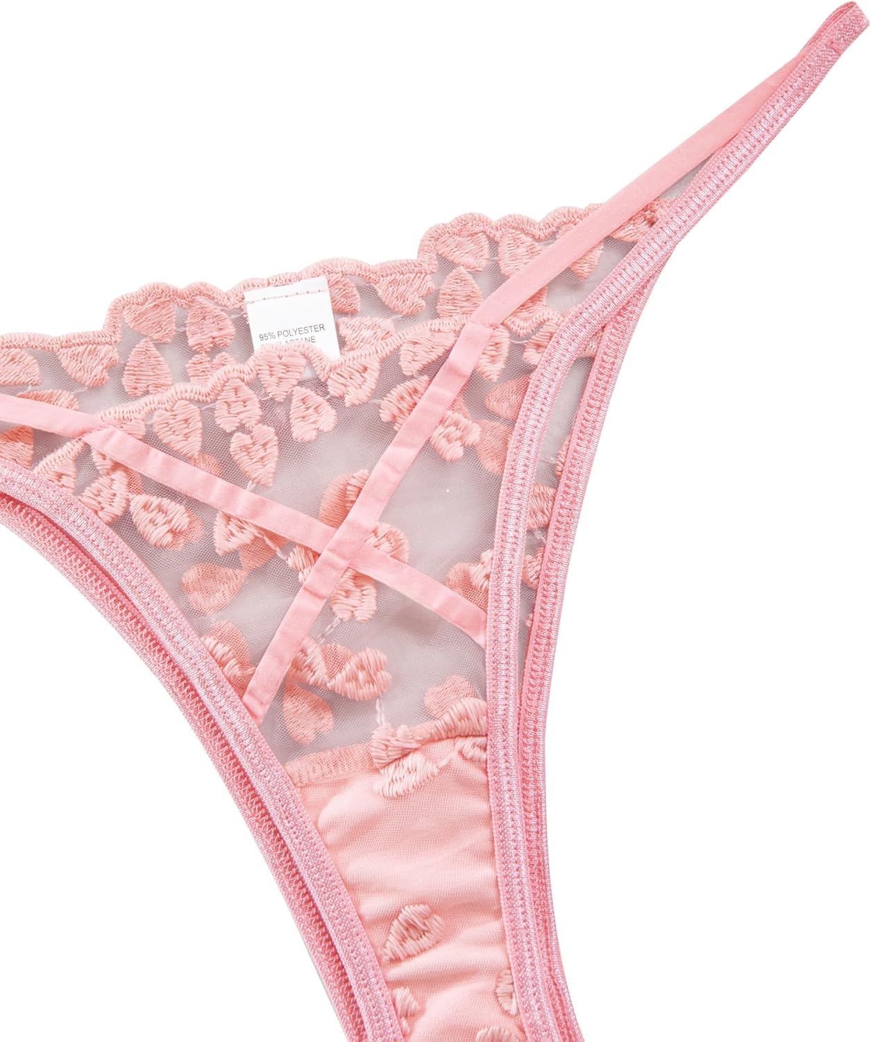 Underwire Push-Up Suspender Embroidered Mesh Transparent Bra Set