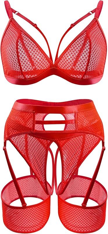 popiv women's sexy lingerie set hollow bra and panties
