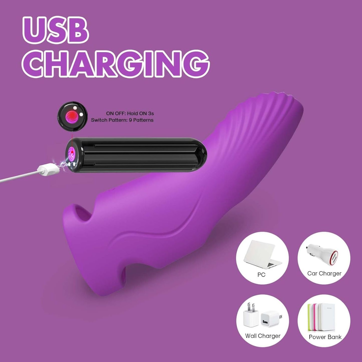Finger Dildo Couple Sex Toy 9 Vibration Modes