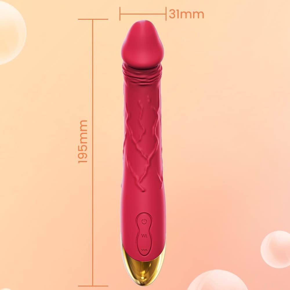 7.6 Inch Realistic Dildo Vibrator for Women,10 Powerful Vibration Modes for Clitoral and G-spot Stimulation, Waterproof Rose Adult Sex Toys for Women and Couples