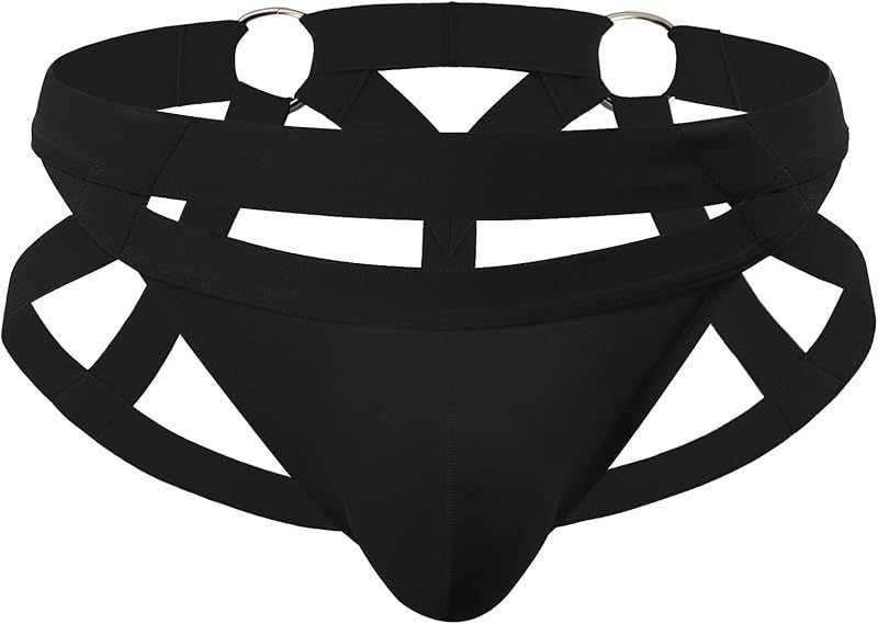 AOWAWO Mens Jockstrap Underwear Low Waist Mesh Breathable Athletic Supporter Jock Straps Spandex Hollow Hot Male Underpants