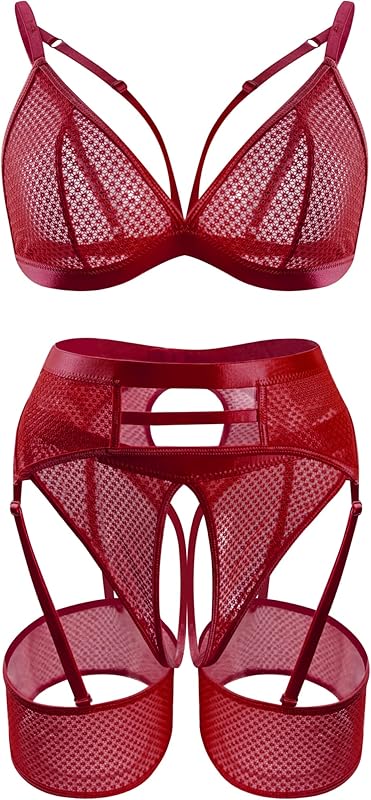 popiv women's sexy lingerie set hollow bra and panties