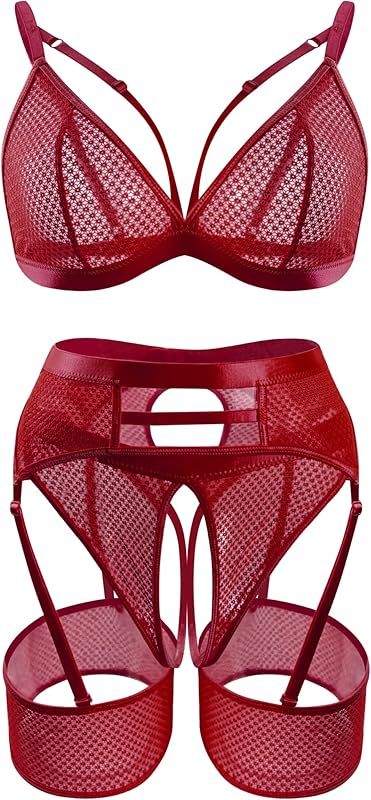 popiv women's sexy lingerie set hollow bra and panties