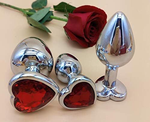 3-piece luxury metal anal toy gemstone butt plug set