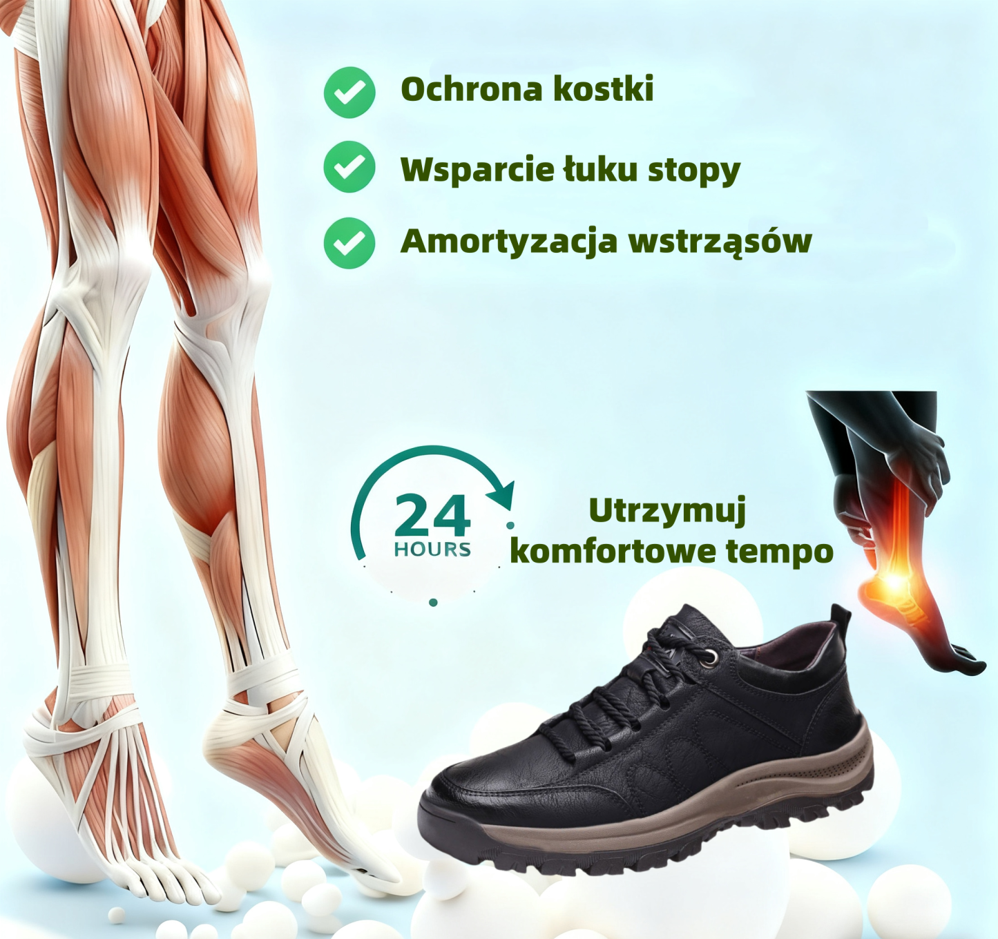 【🔥Dziś połowa ceny - nie przegap】 Ergonomicznie zaprojektowane buty ortopedyczne - konstrukcja z podparciem łuku stopy 👞Łatwo pozbądź się bólu stóp