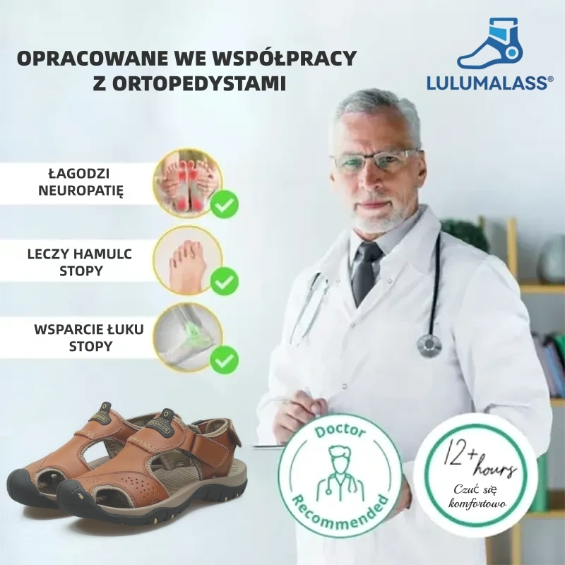 【⏰60% zniżki dzisiaj - Nie przegap!】Nowe wygodne skórzane sandały z 2026 roku✅ Szerokie palce + Regulacja na rzep + Wytrzymała, antypoślizgowa podeszwa + 🔴Wielopunktowe wsparcie łuku stopy