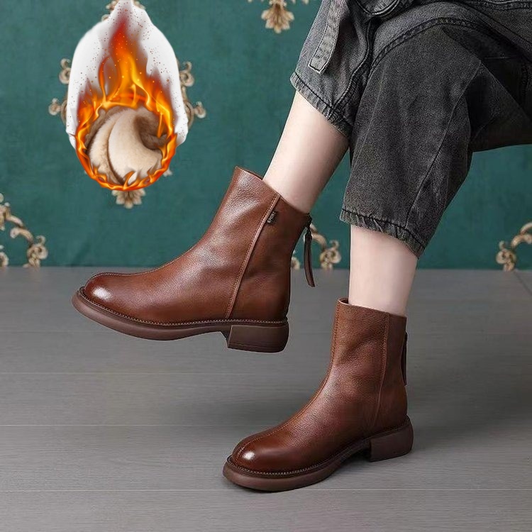 (🔥60% zniżki dzisiaj - nie przegap!)⏰ - Miękkie, wygodne i ciepłe skórzane buty w stylu vintage ✅ (z podparciem łuku stopy - aby złagodzić dyskomfort)