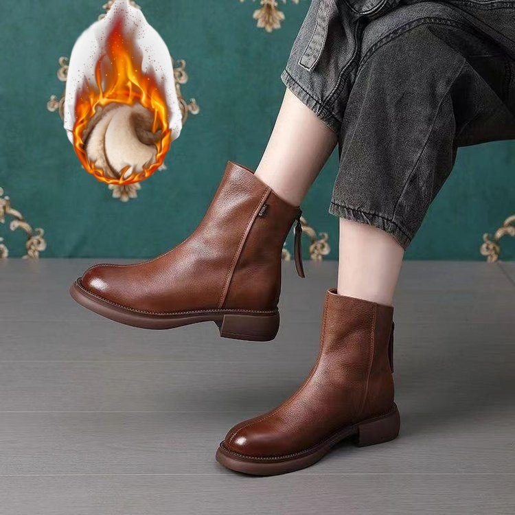 (🔥60% zniżki dzisiaj - nie przegap!)⏰ - Miękkie, wygodne i ciepłe skórzane buty w stylu vintage ✅ (z podparciem łuku stopy - aby złagodzić dyskomfort)