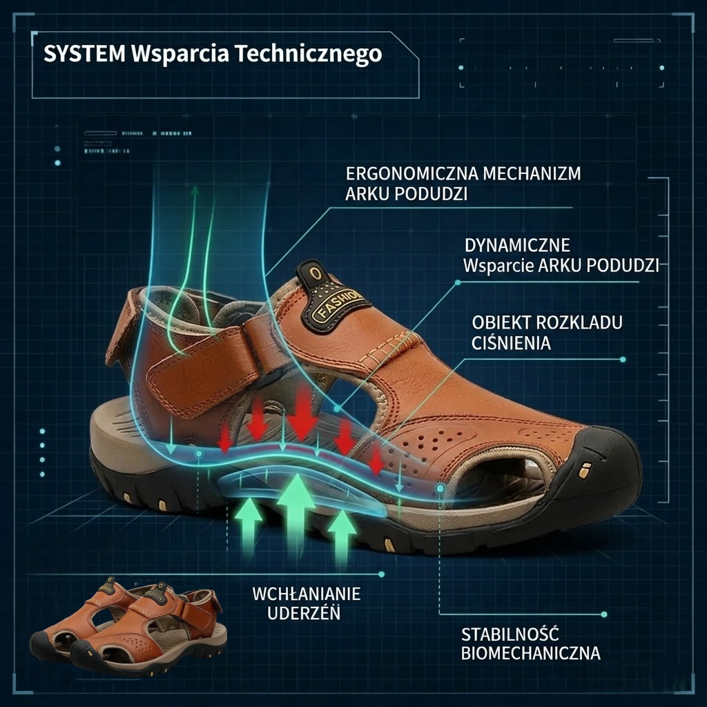 【⏰60% zniżki dzisiaj - Nie przegap!】Nowe wygodne skórzane sandały z 2026 roku✅ Szerokie palce + Regulacja na rzep + Wytrzymała, antypoślizgowa podeszwa + 🔴Wielopunktowe wsparcie łuku stopy