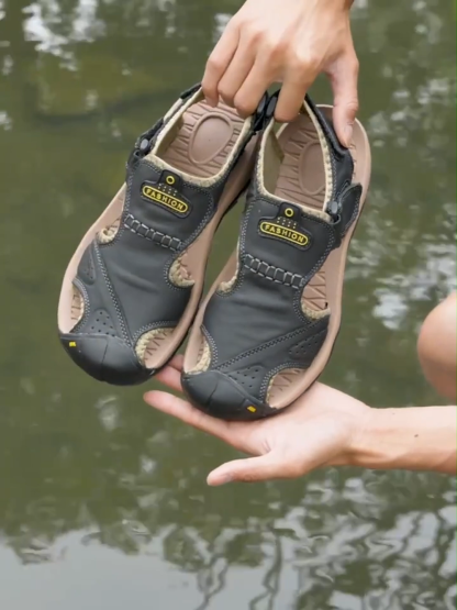 (🔥Dzisiaj 60% zniżki - nie przegap) ⏰ Ergonomia --- Miękkie i wygodne sandały ze skóry cielęcej (podparcie łuku stopy ułatwia chodzenie)